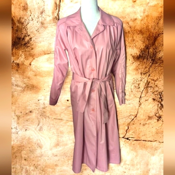 Vtg. Mauve Pink Classic long belted city Chic London Fog trenchcoat sz 10 - Picture 1 of 12